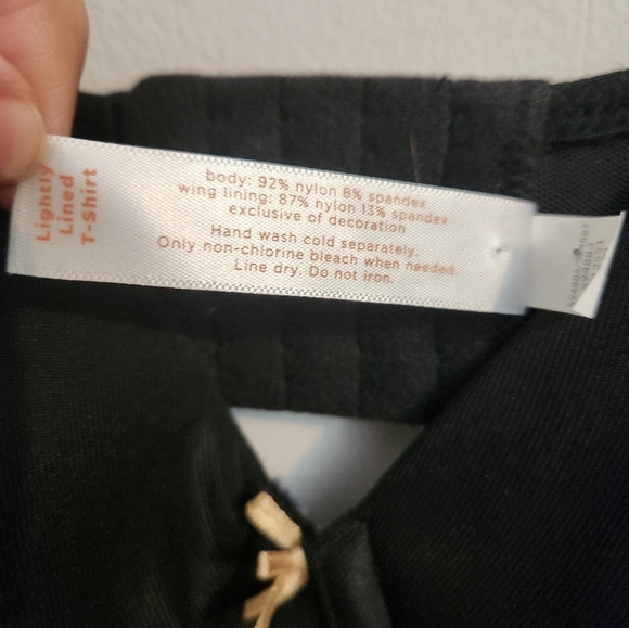 Cacique Lane Bryant Cotton Lightly Lined T-Shirt 36F Black 3D - Picture 5 of 8